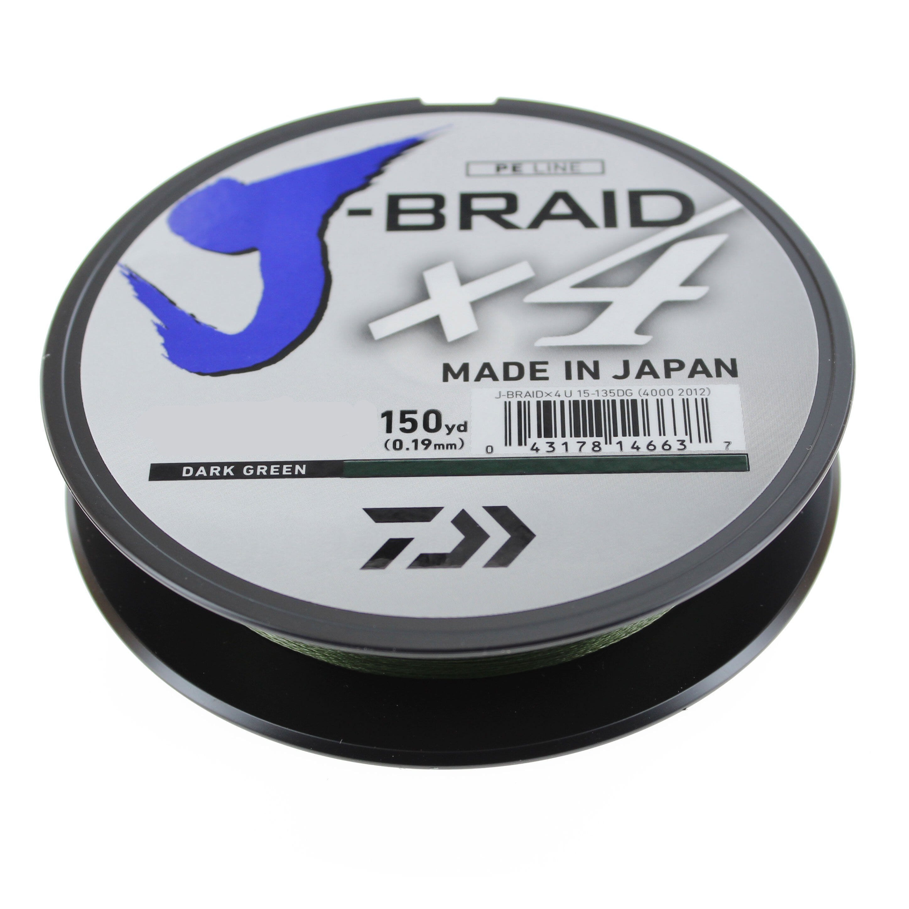 Daiwa J-Braid X4 Braided Fishing Line, 9.1KG/20LB .21MM, Colour