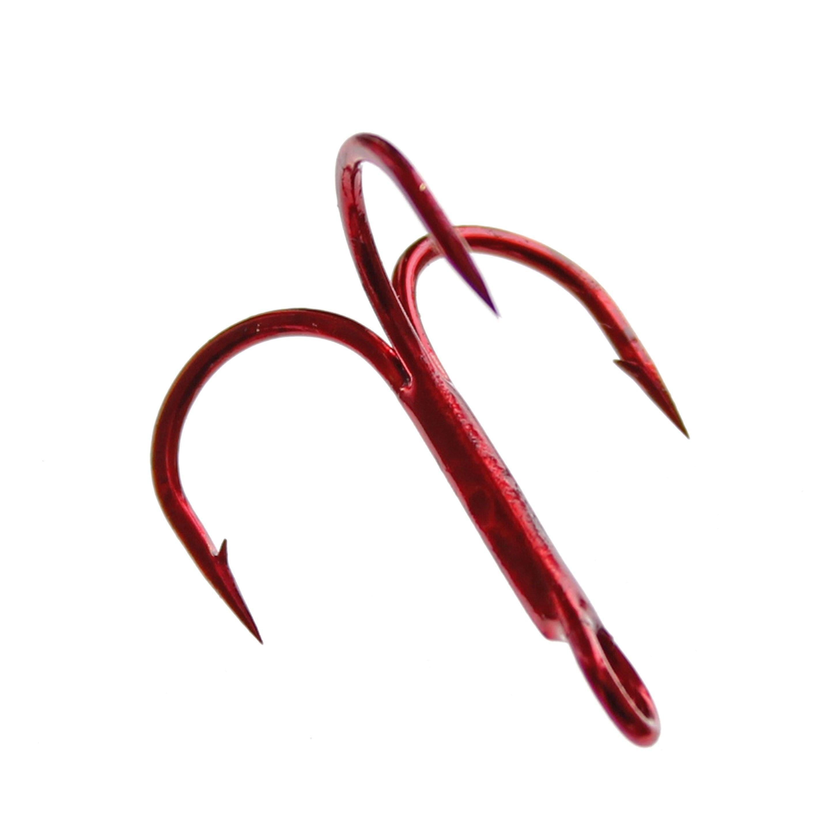 Gamakatsu Round Bend Treble Hooks - 6 - Red