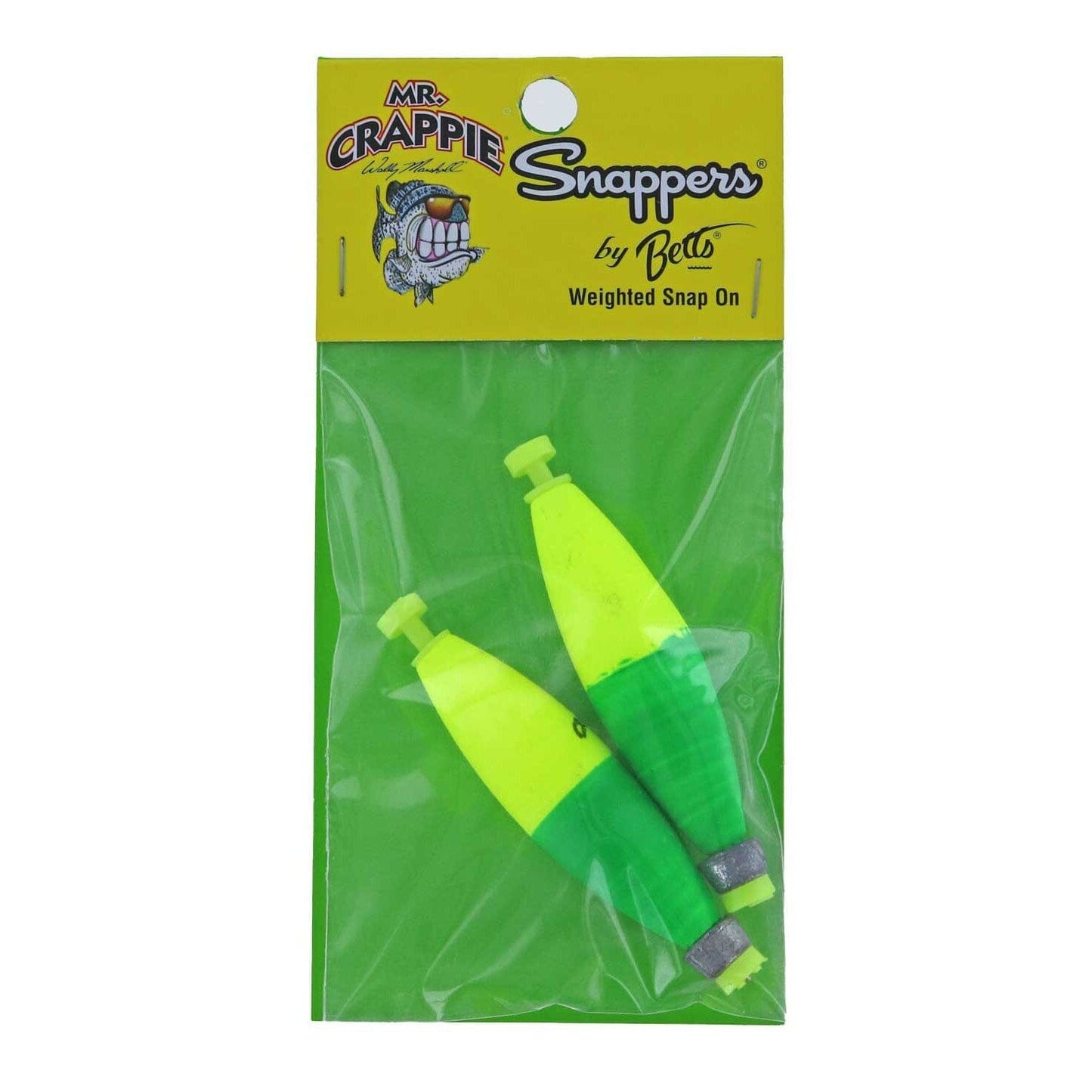 Betts Mr.Crappie Snappers Wgt 2.5 Cigar 2ct Yellow-Green