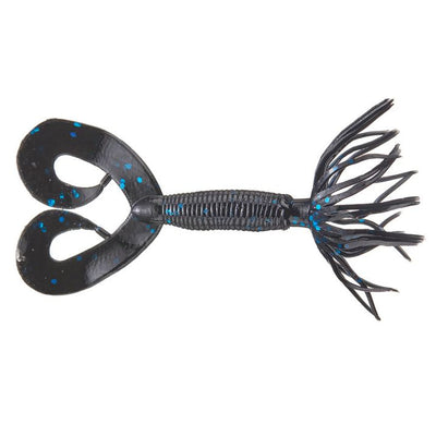 Yamamoto 2.5" Double Tail Hula Grub Black With Large Blue Flake